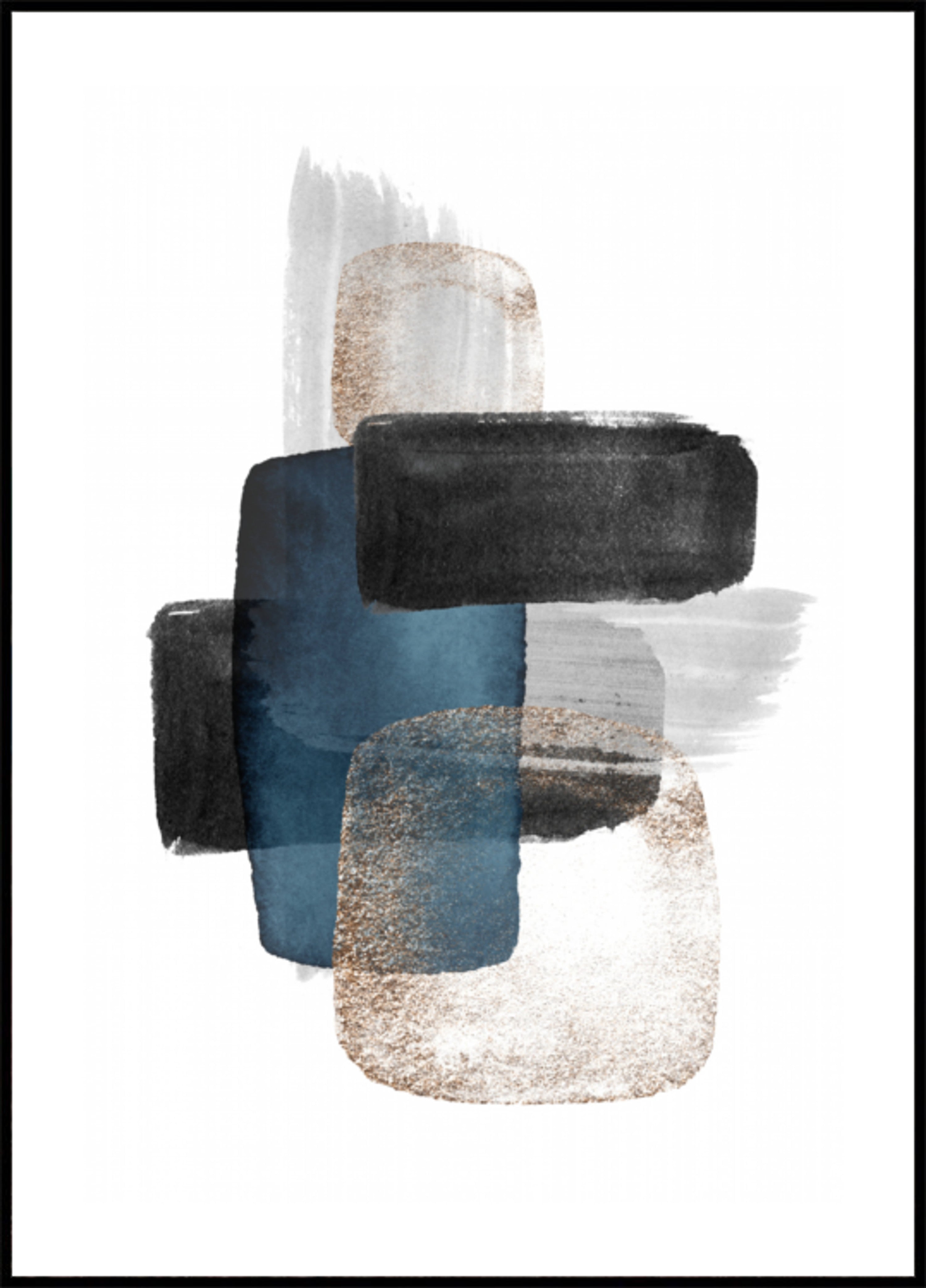 Abstract Blue Gold Blocks