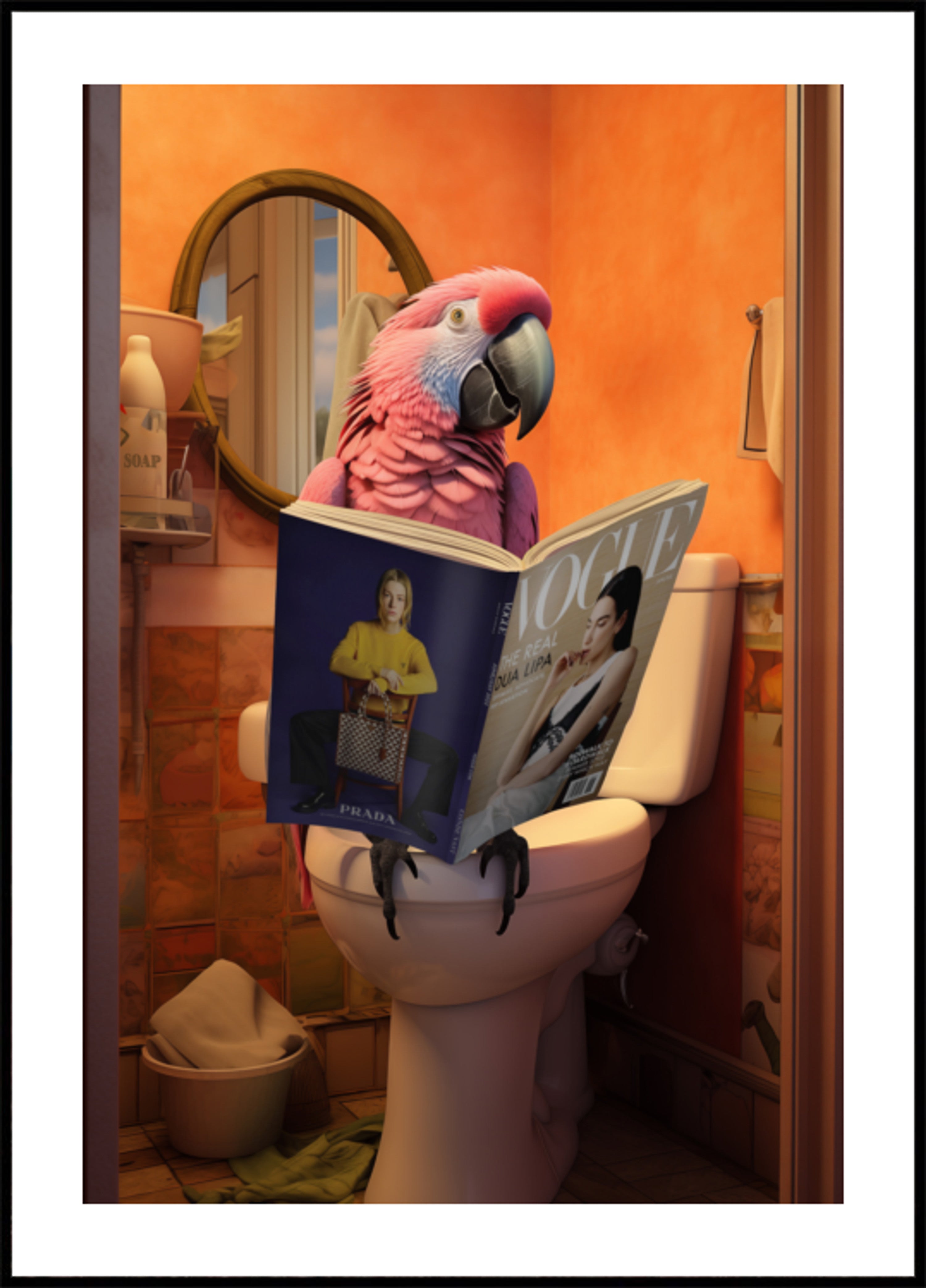 Whimsical Parrot Reading