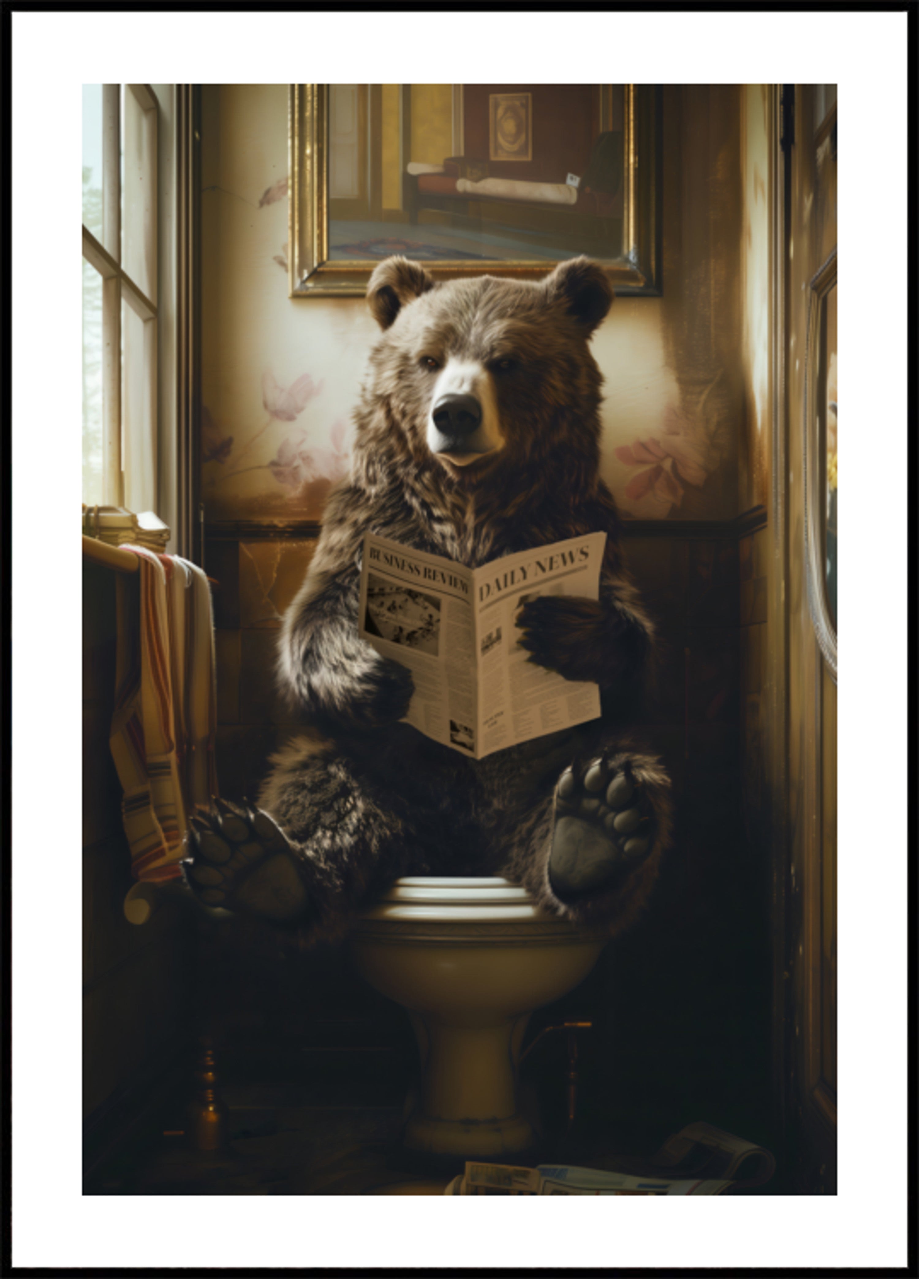 Bear Reading Newspaper