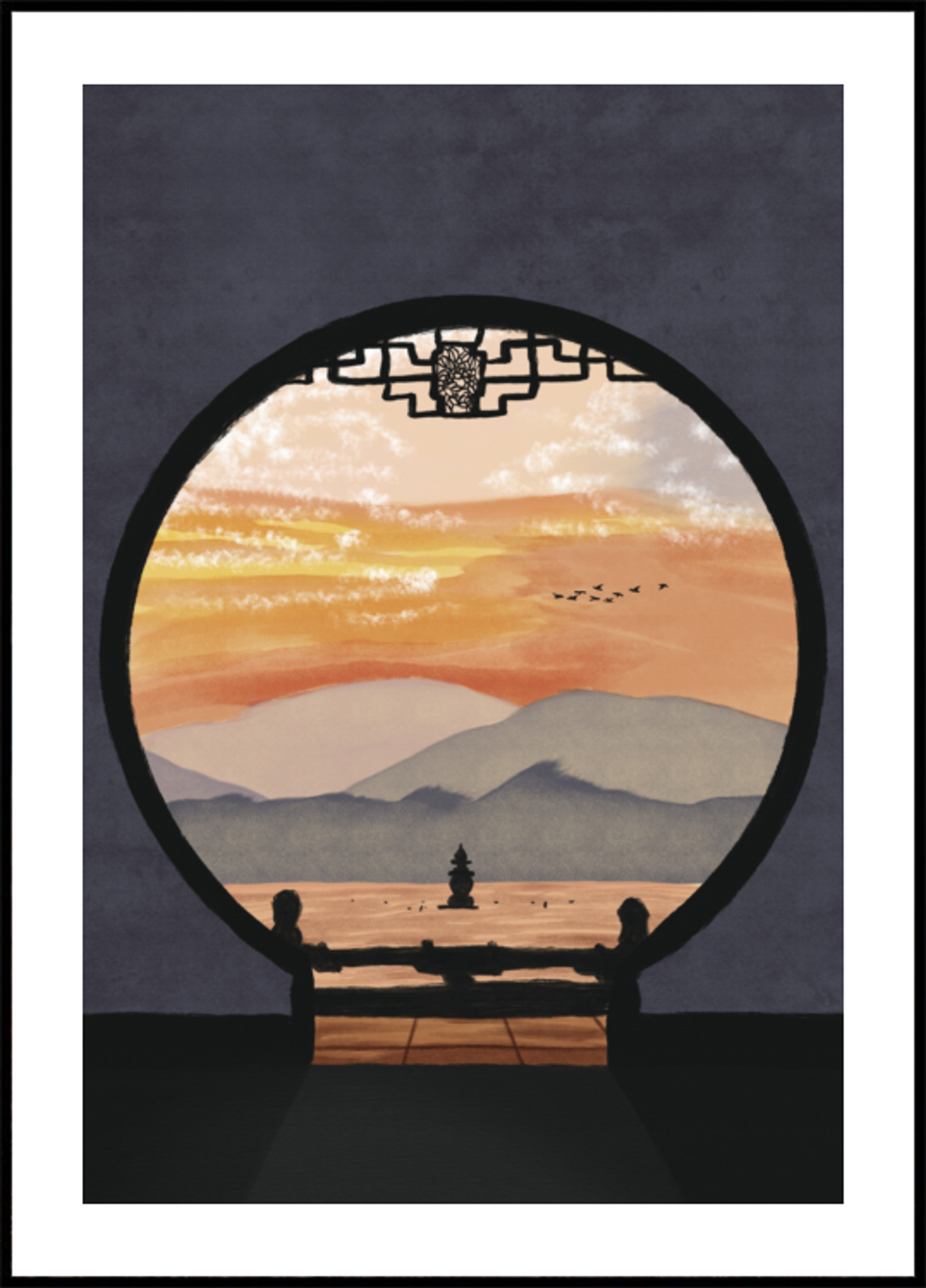 Asian Pagoda Sunset View