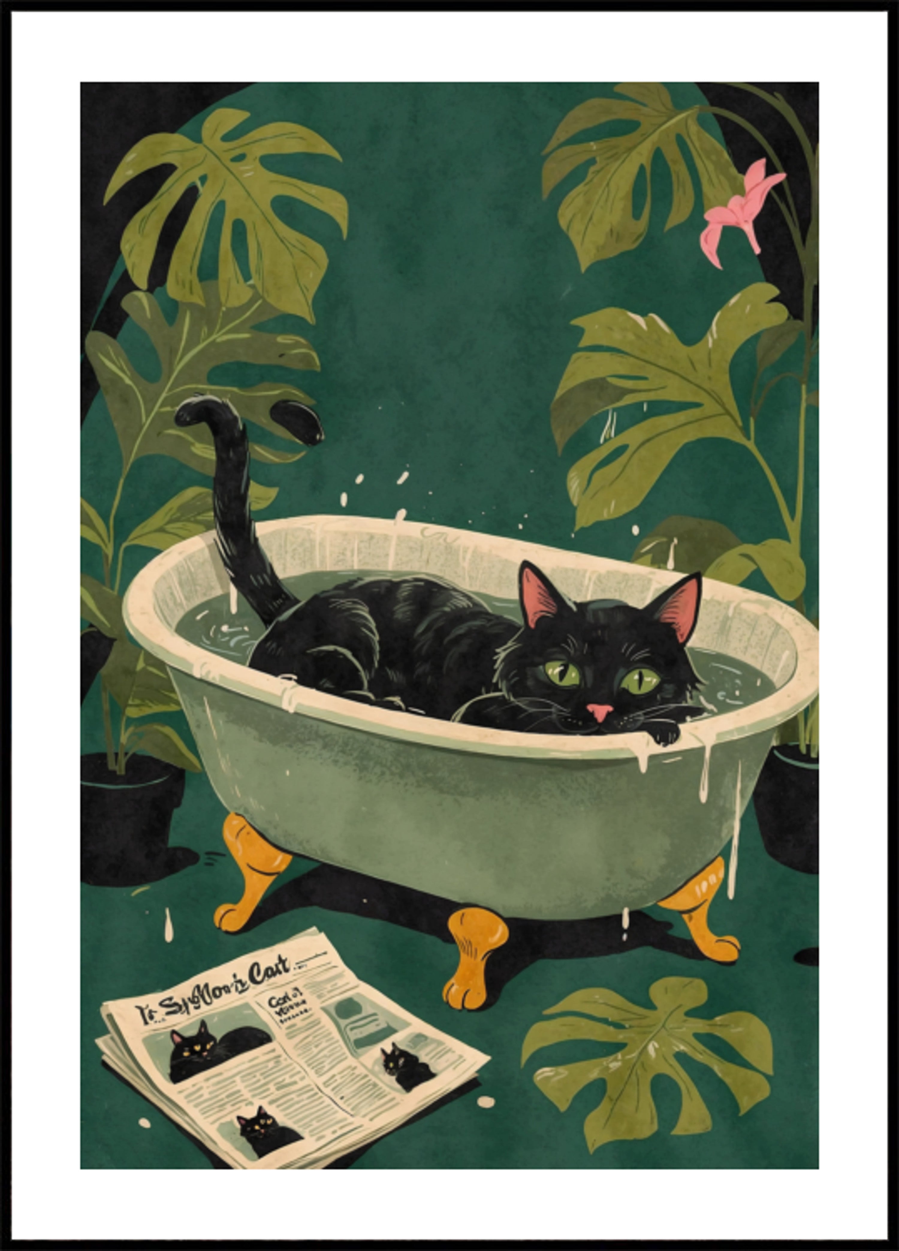 Green Eyed Bathtub Cat