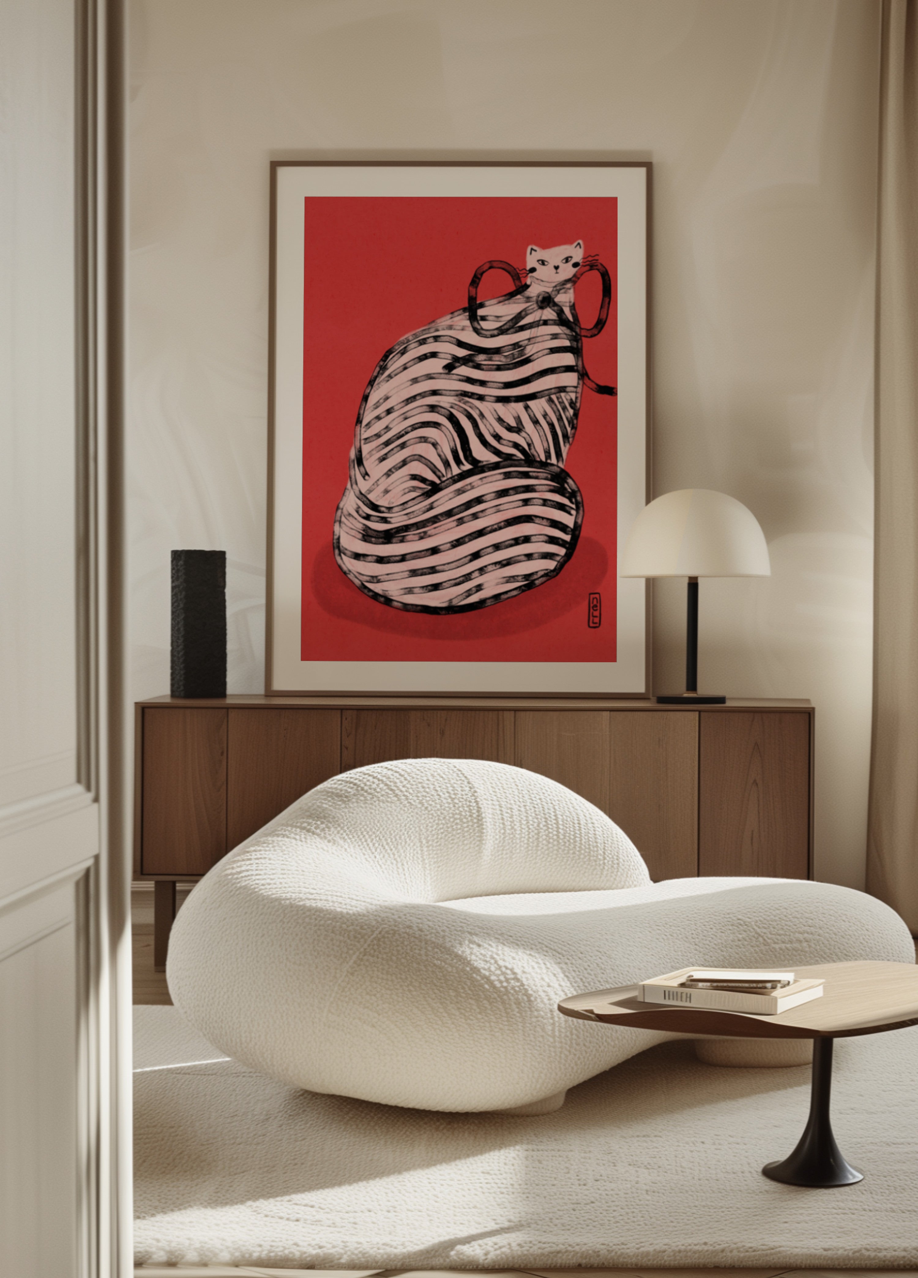 Whimsical Red Striped Cat