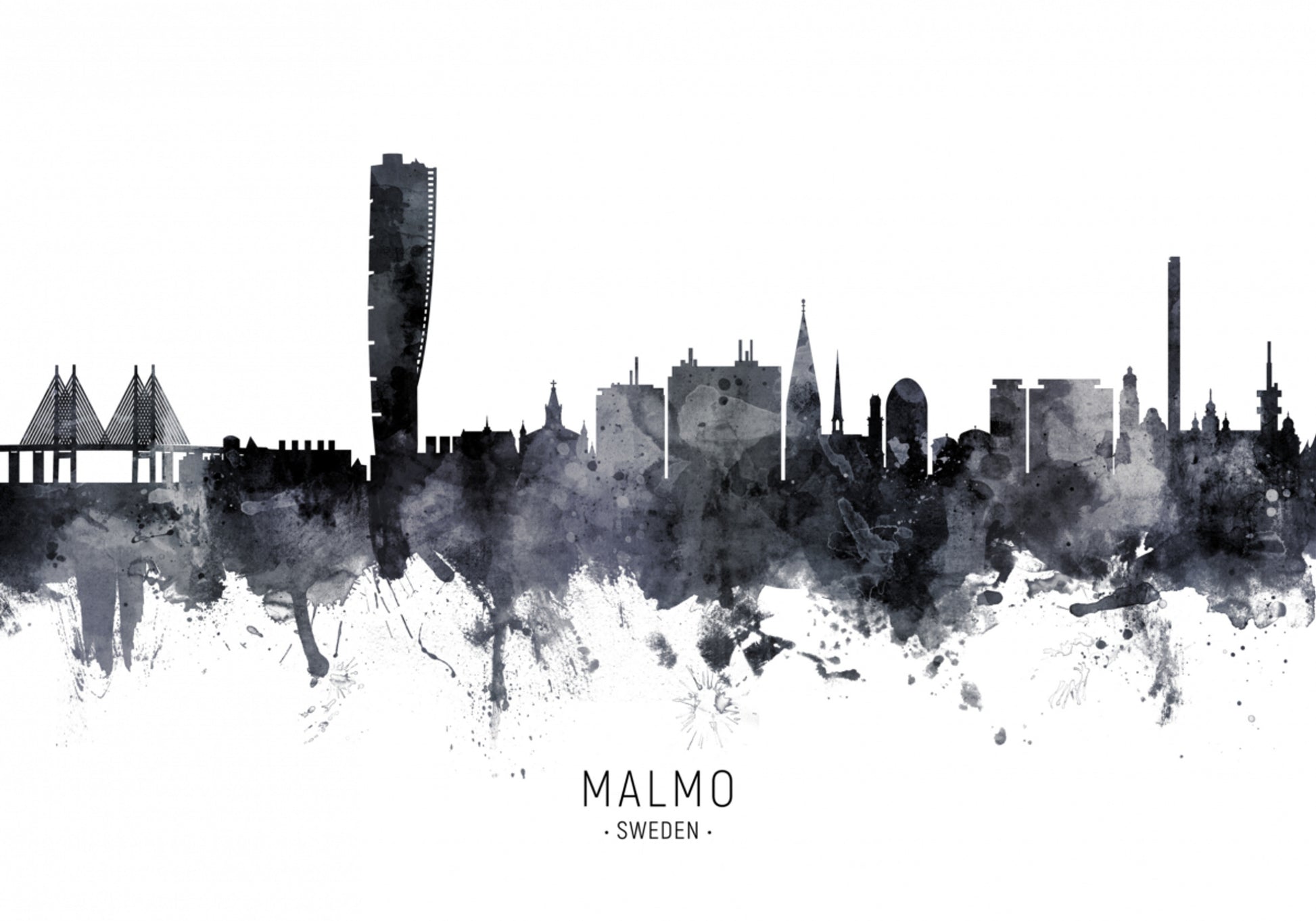 Malmo Skyline Watercolor