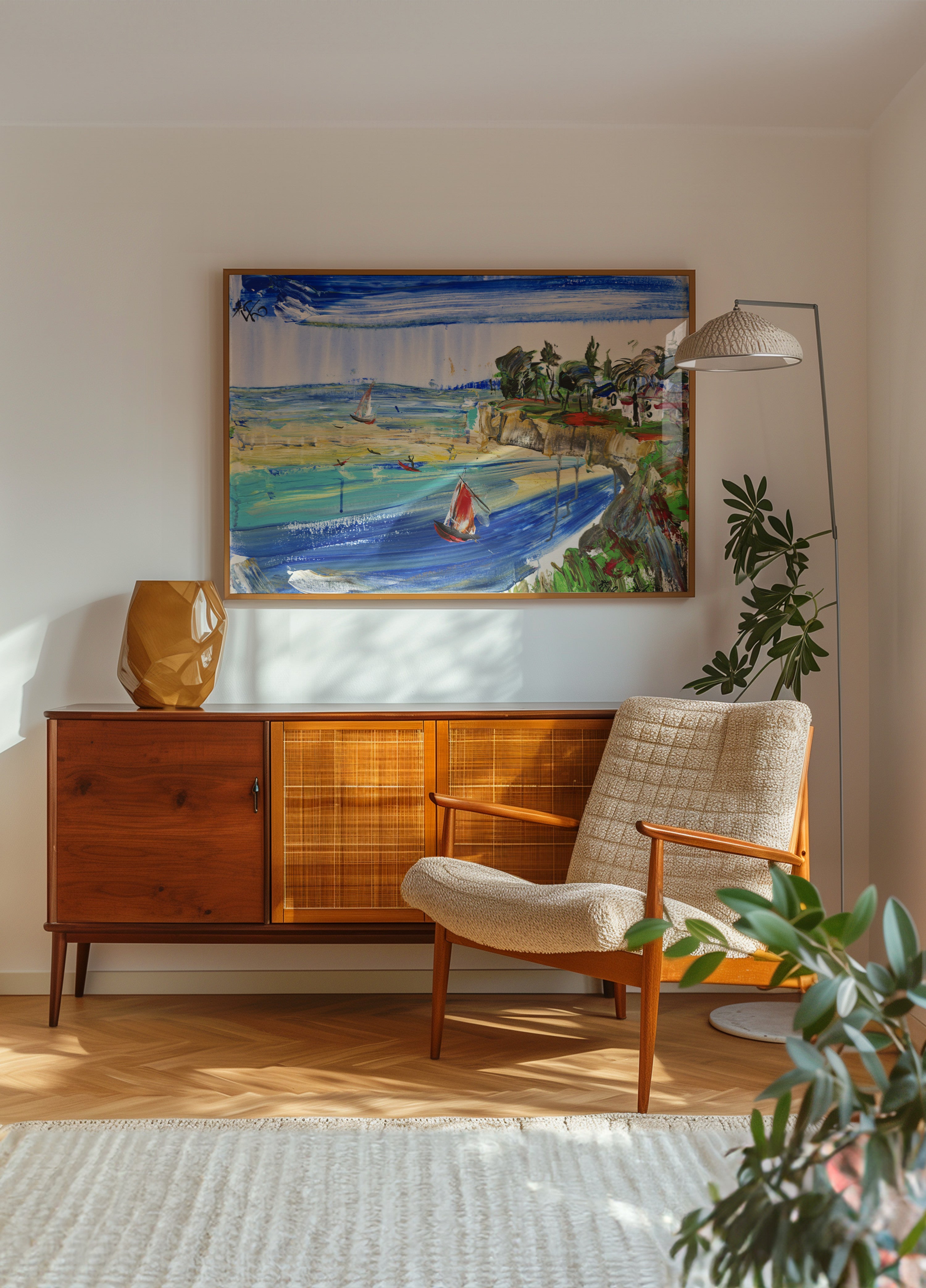 Vibrant Coastal Sailboats
