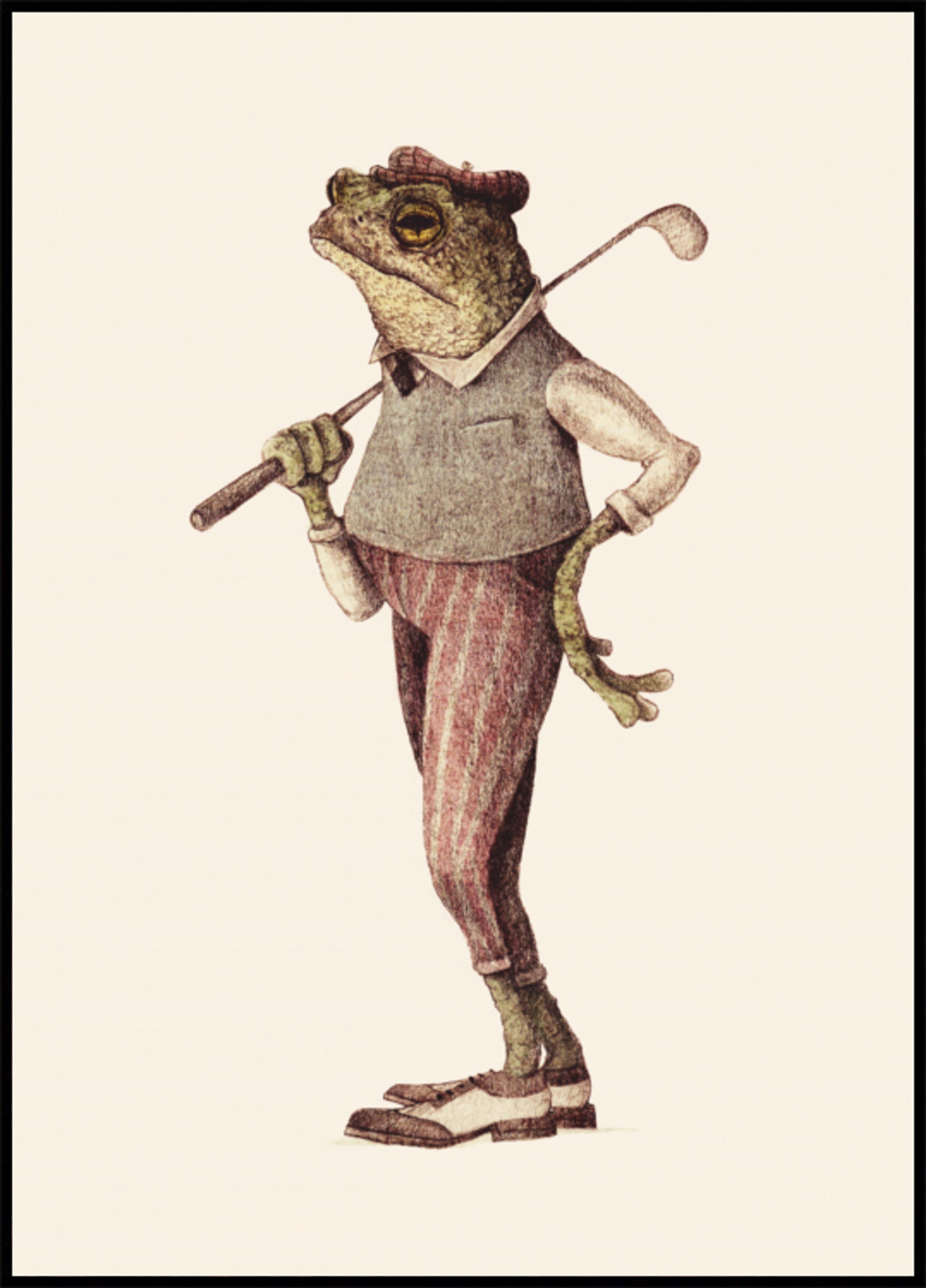 Frog In Vintage Golf Attire