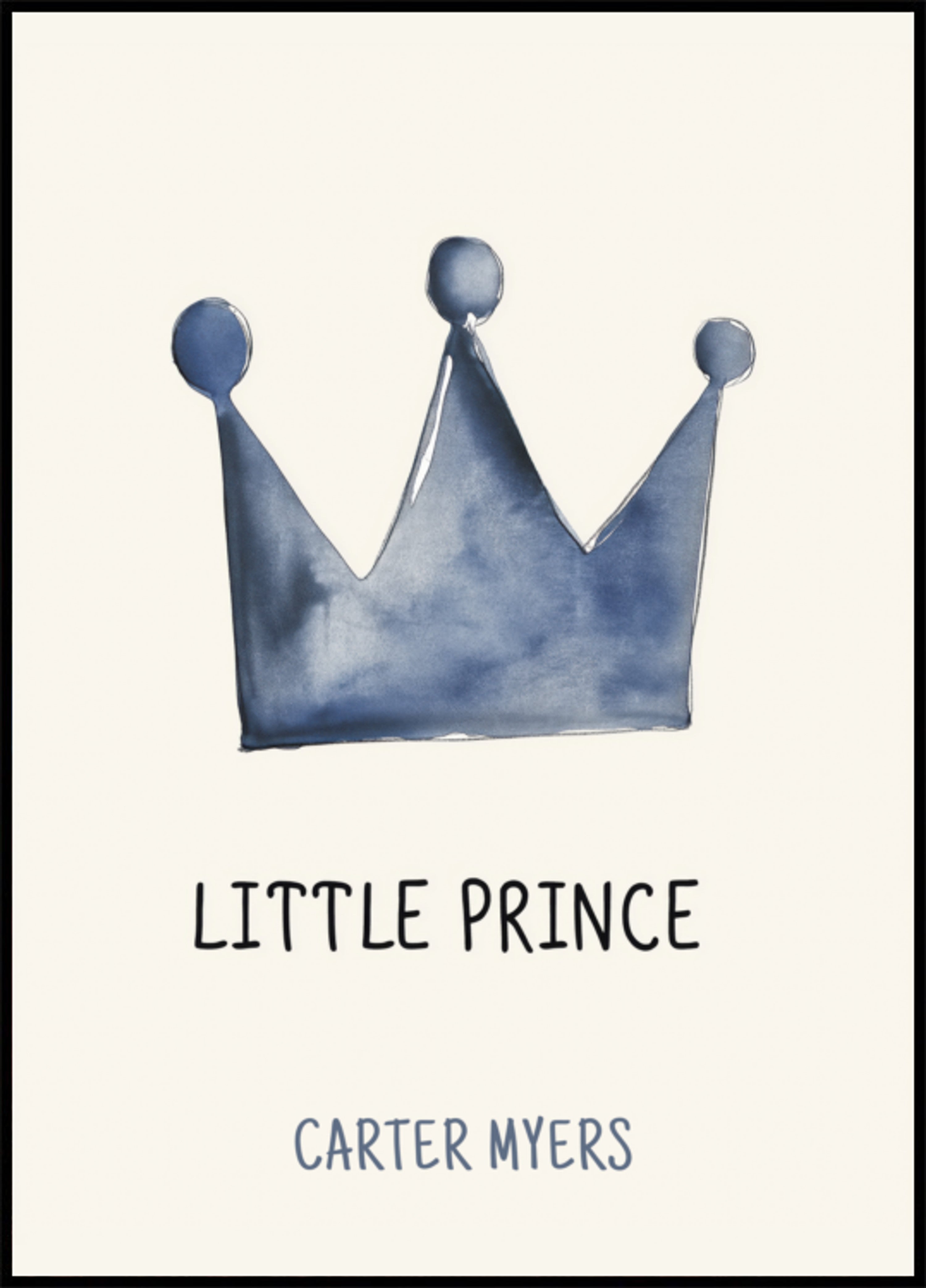 Minimalist Blue Crown Little Prince Wall Art