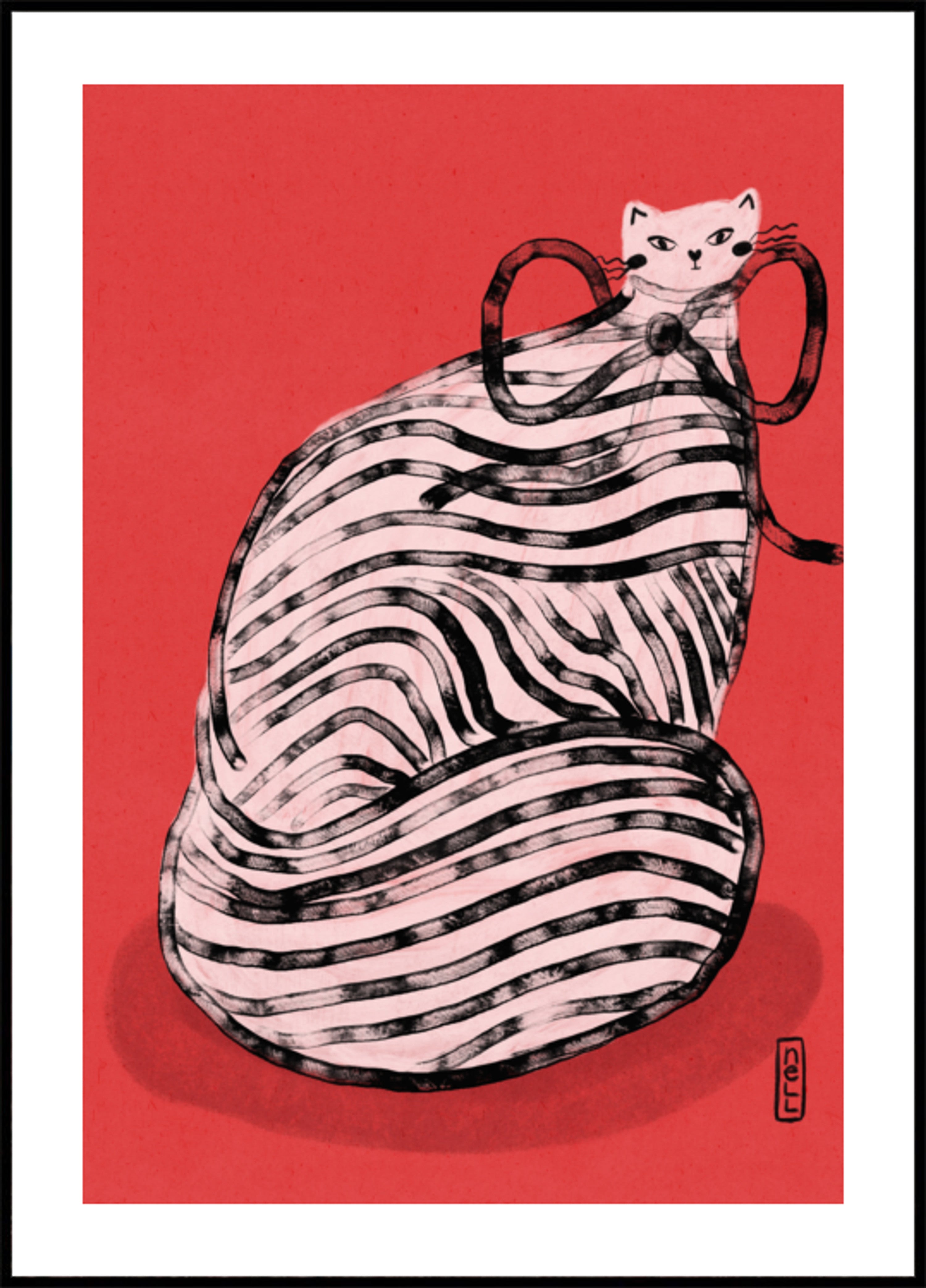 Whimsical Red Striped Cat