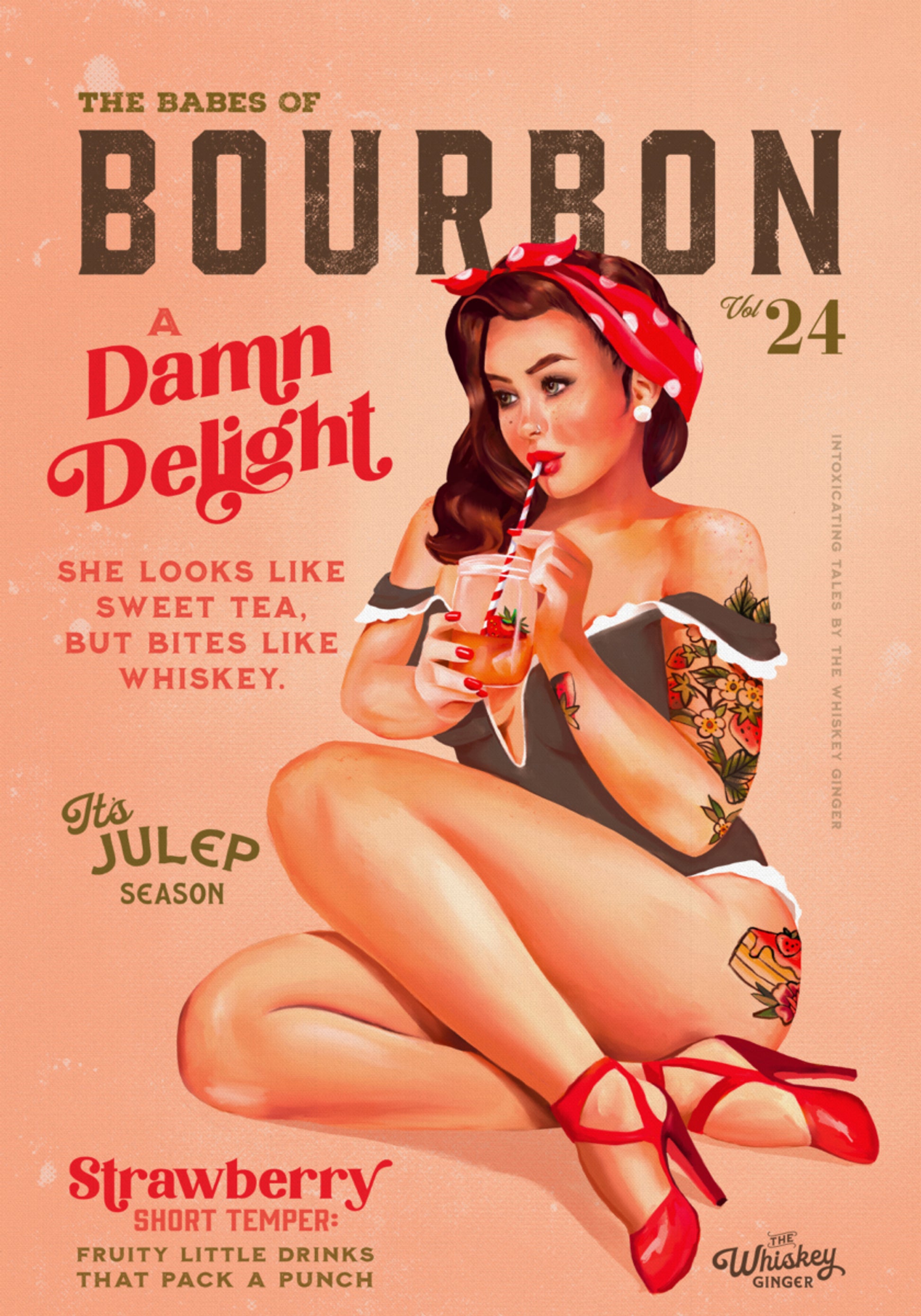 Bourbon Babes Vol 22 Vintage Pinup Girl Drinking A Cocktail