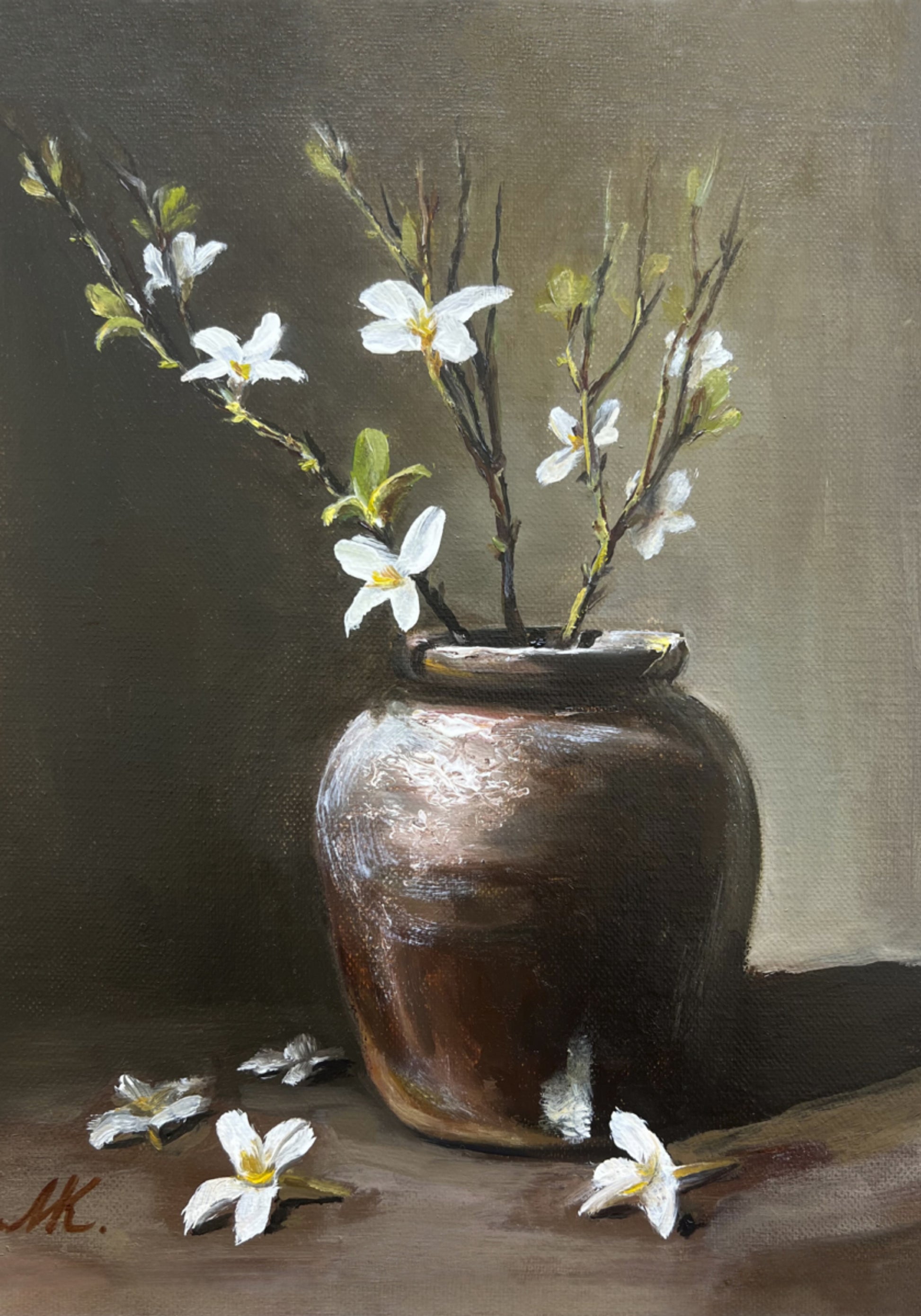 Rustic Vase White Flowers
