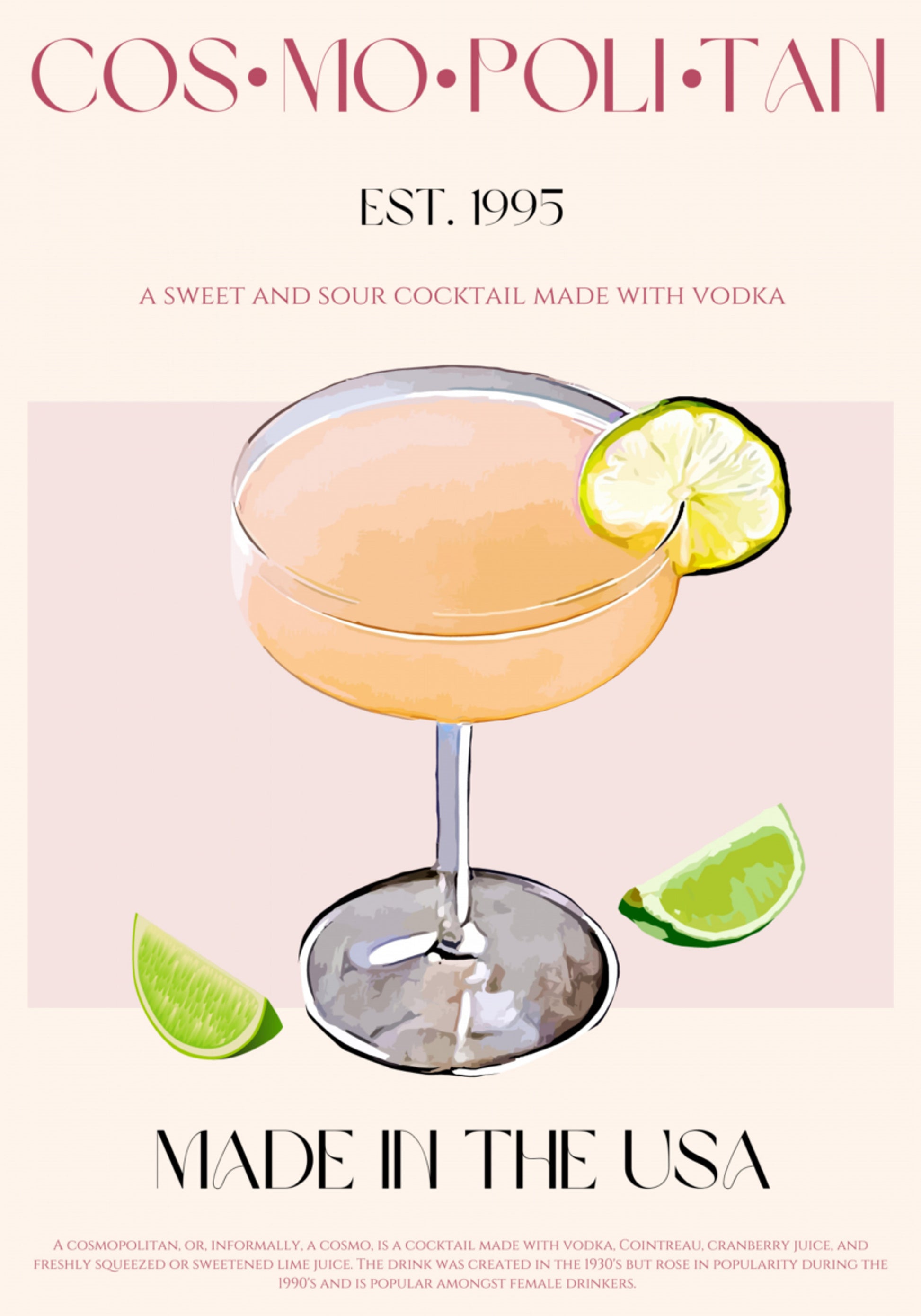 Cosmopolitan Cocktail With Lime