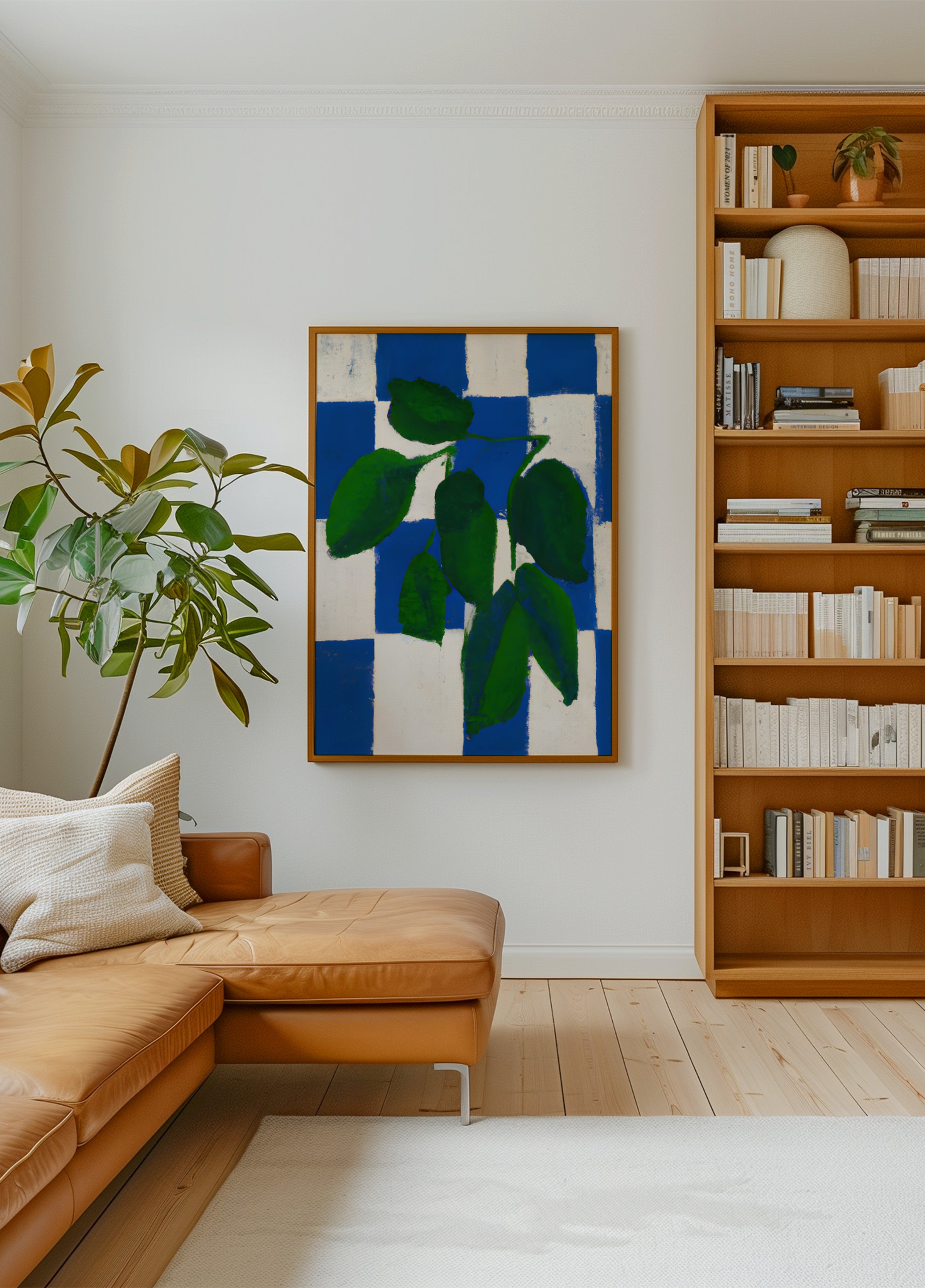 Green Leaves Blue Checkers