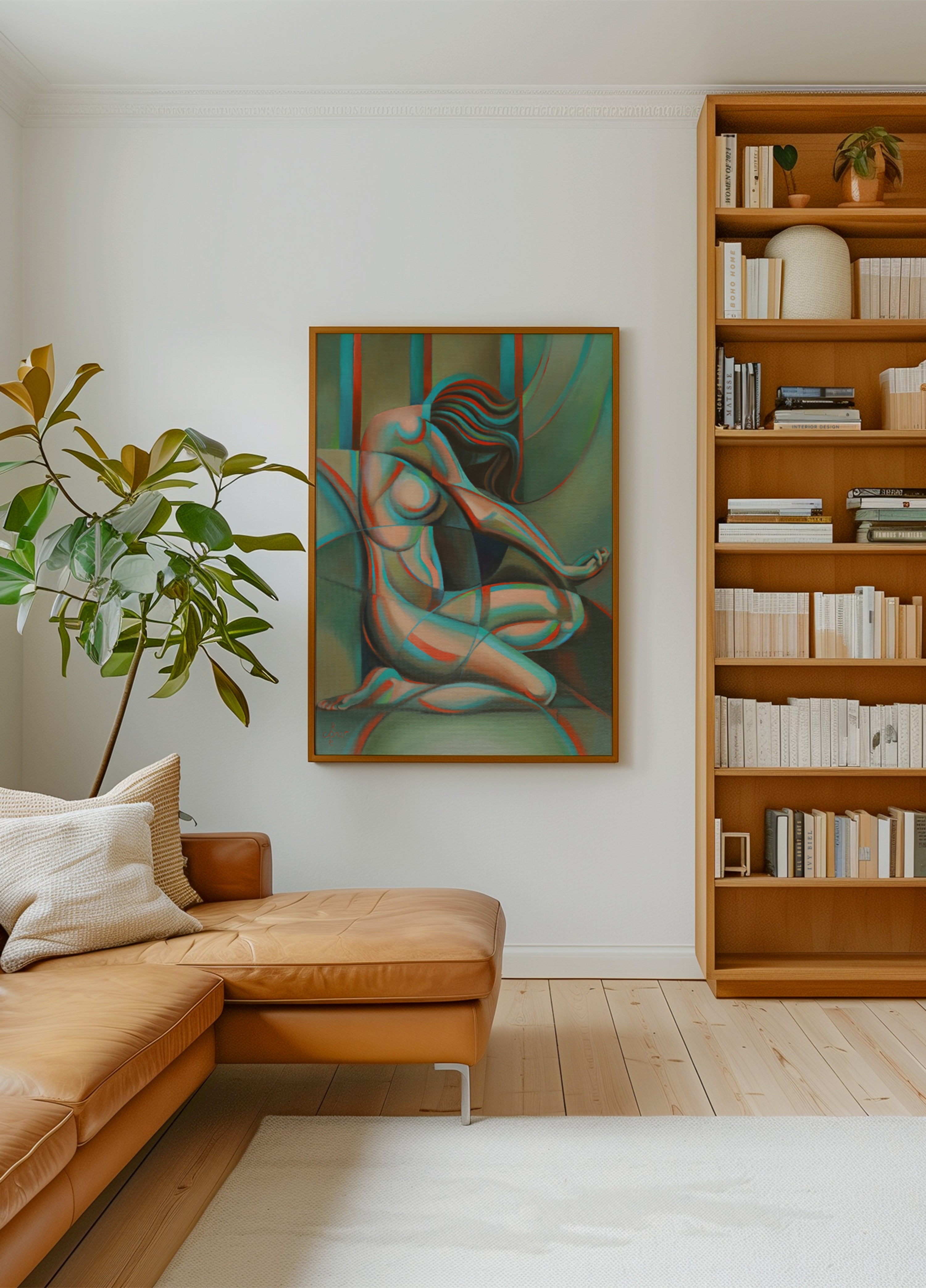 Contemplative Cubist Woman