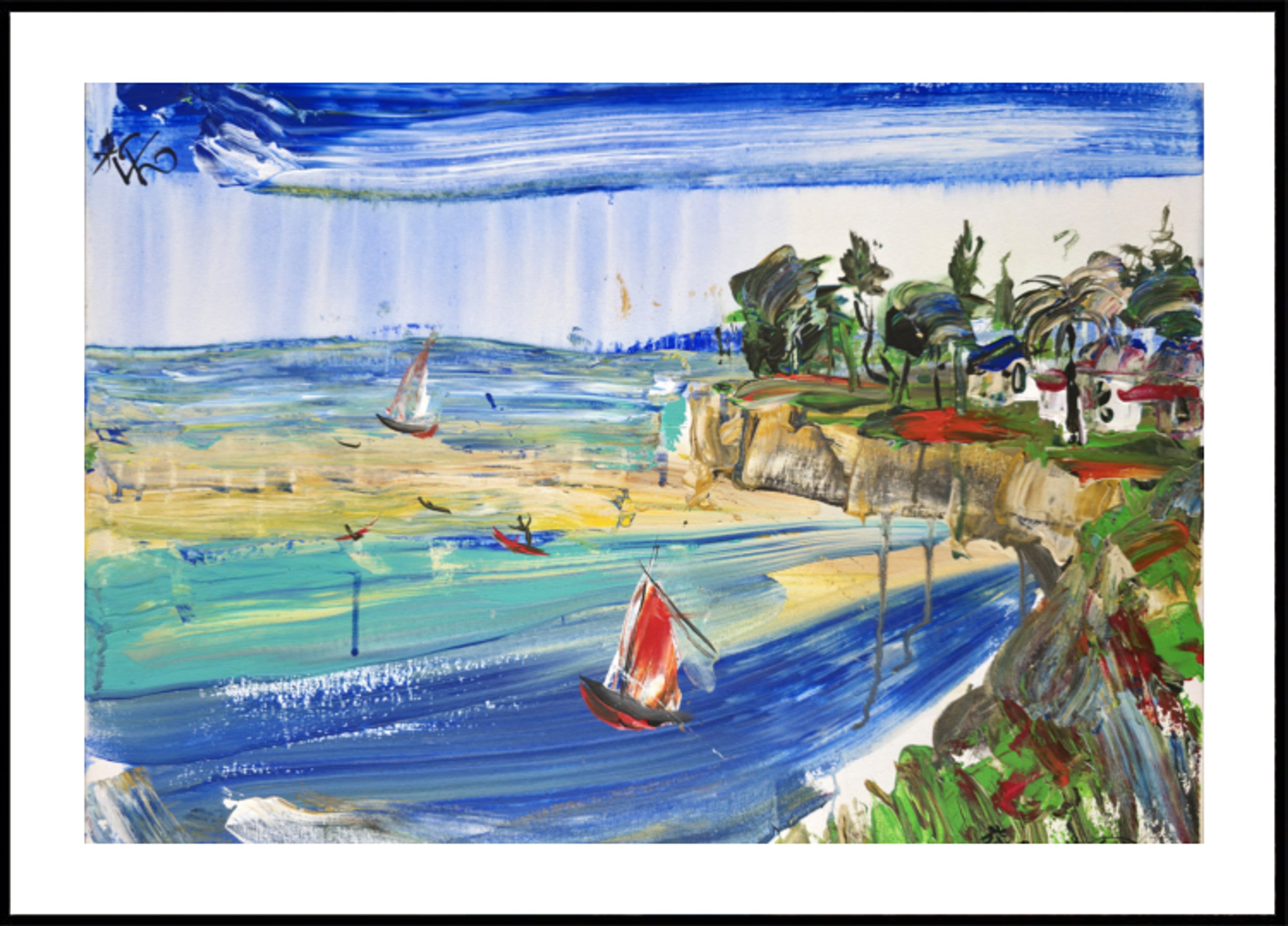 Vibrant Coastal Sailboats
