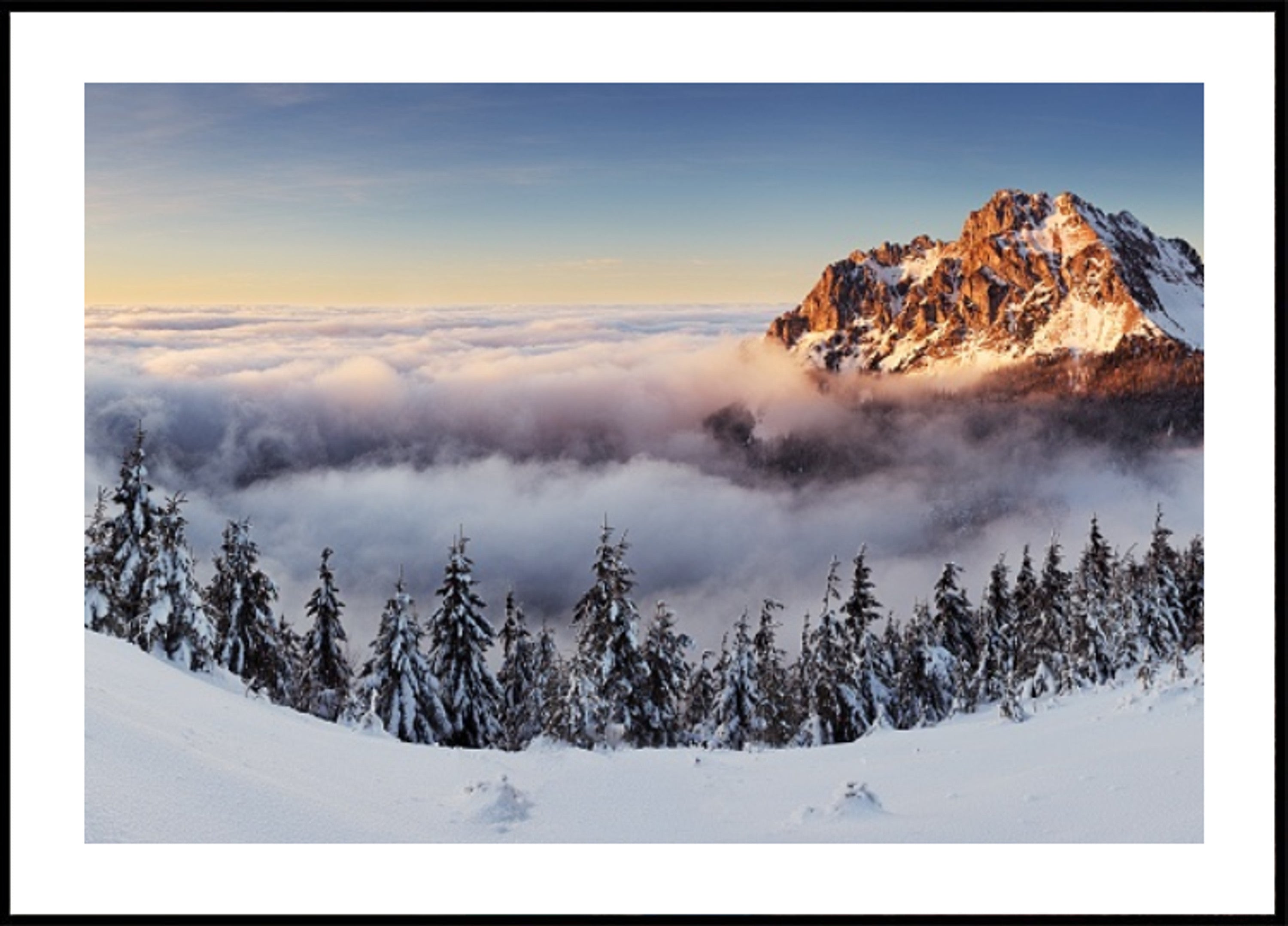 Golden Mountain Above Clouds