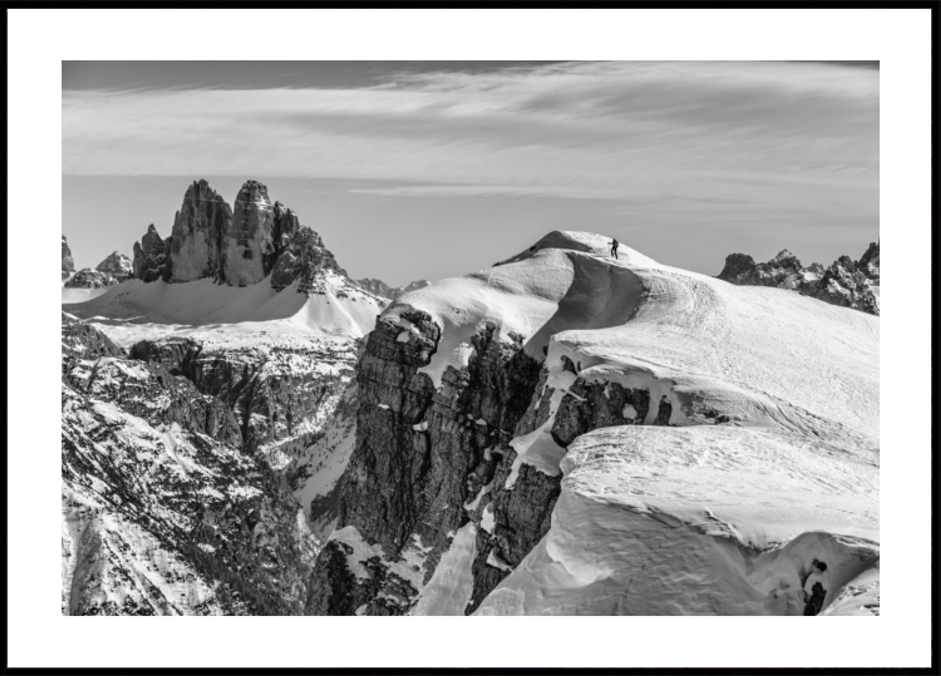 Lone Hiker Snowy Ridge